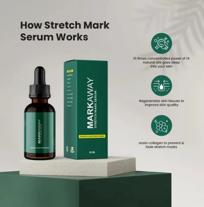 Markaway Stretch Mark Serum – Herbal Formula for Hydration, Skin Toning & Dark Spot Correction (30ml)