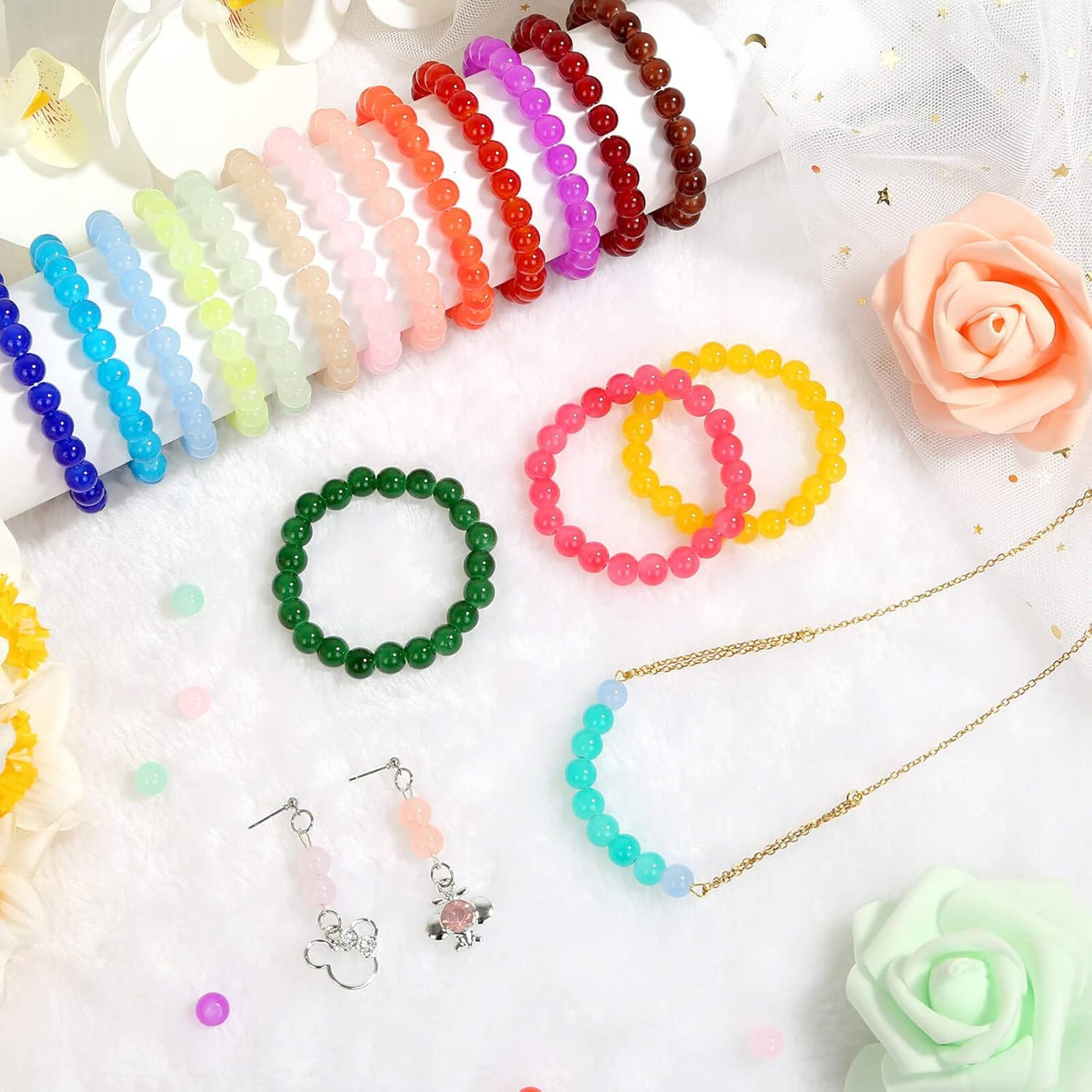 250 Glass Bead Collection: 10 Colors for Bracelet Making